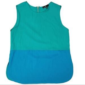 TANK C luce green and blue colorblock tank top with back zipper detail Medium